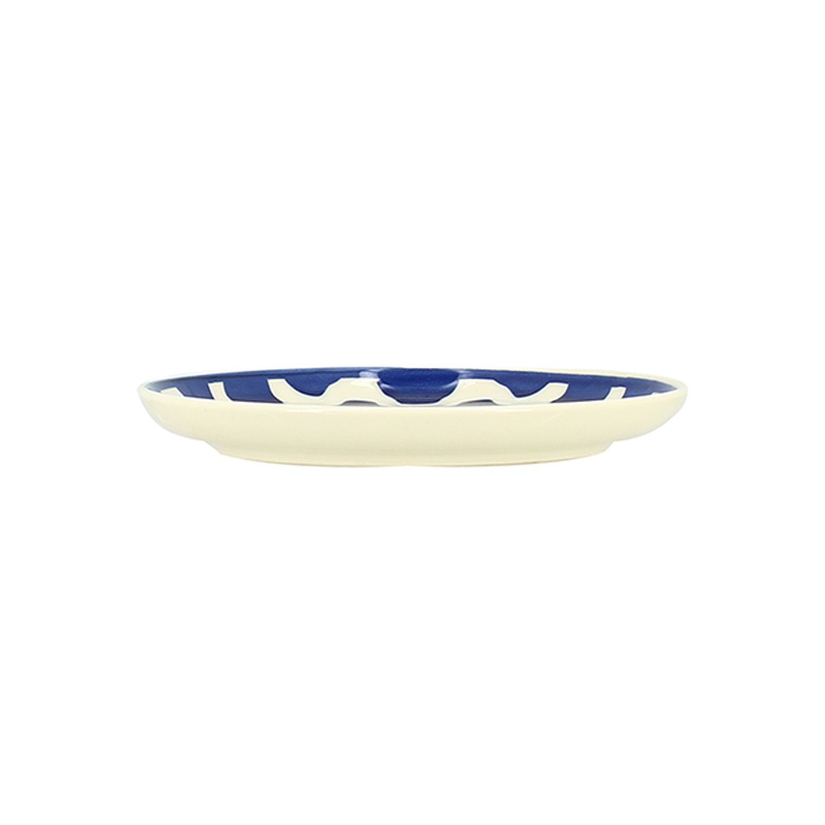 Lot de 6 assiettes à dessert 20cm en grès, PALM BEACH blanc-bleu, NOVASTYL