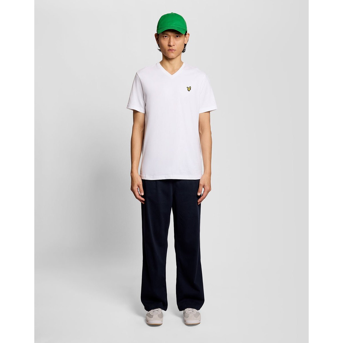 T-shirt en coton col V blanc, LYLE & SCOTT