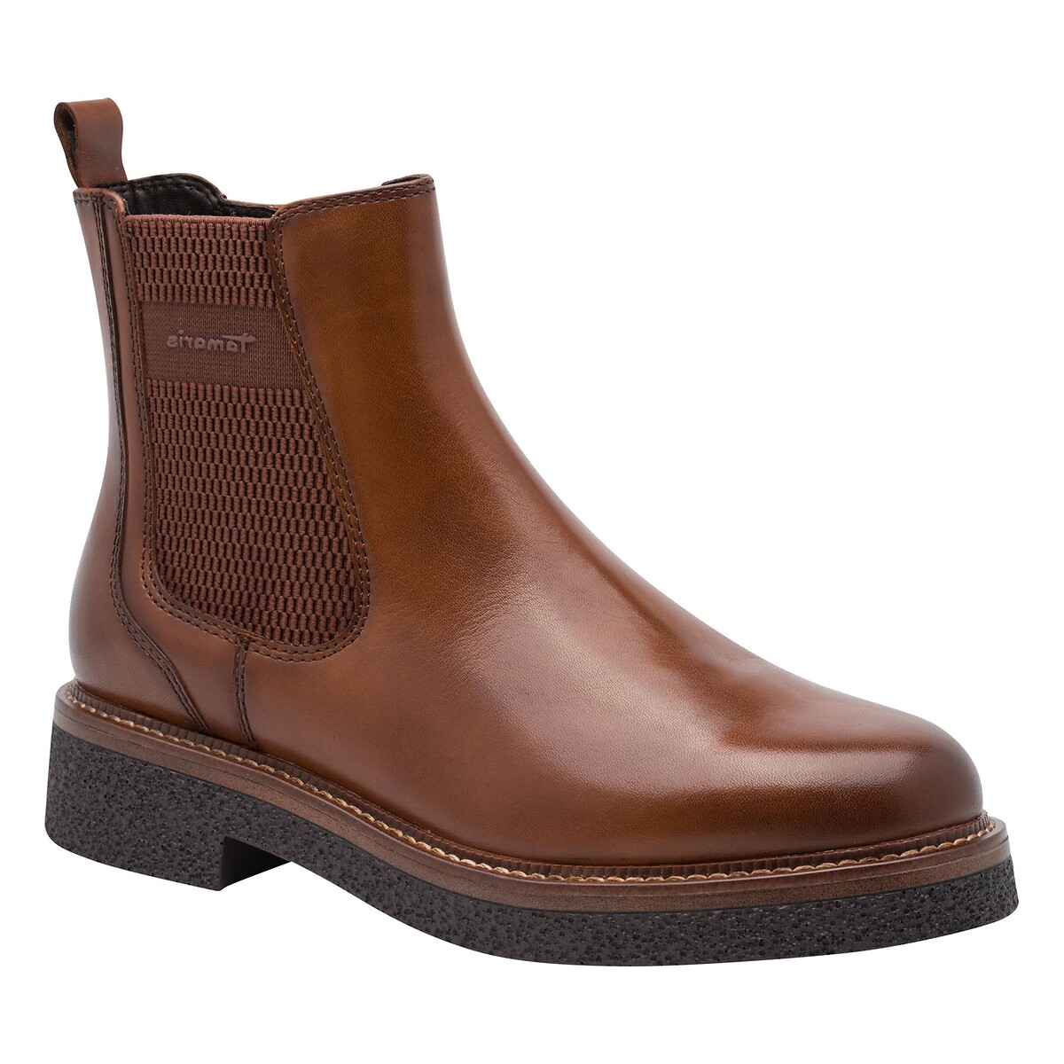 Bottines chelsea en cuir cognac, TAMARIS