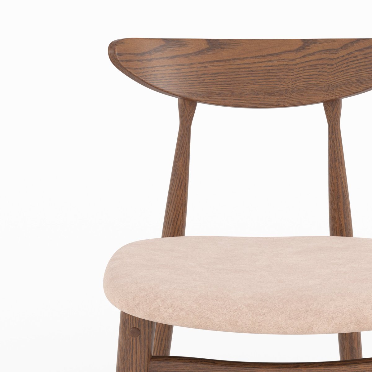 Lot de 2 chaises pour ilot central 63,5 cm en tissu et bois d'hévéa - JOSETTE beige, MAISON PAVANE