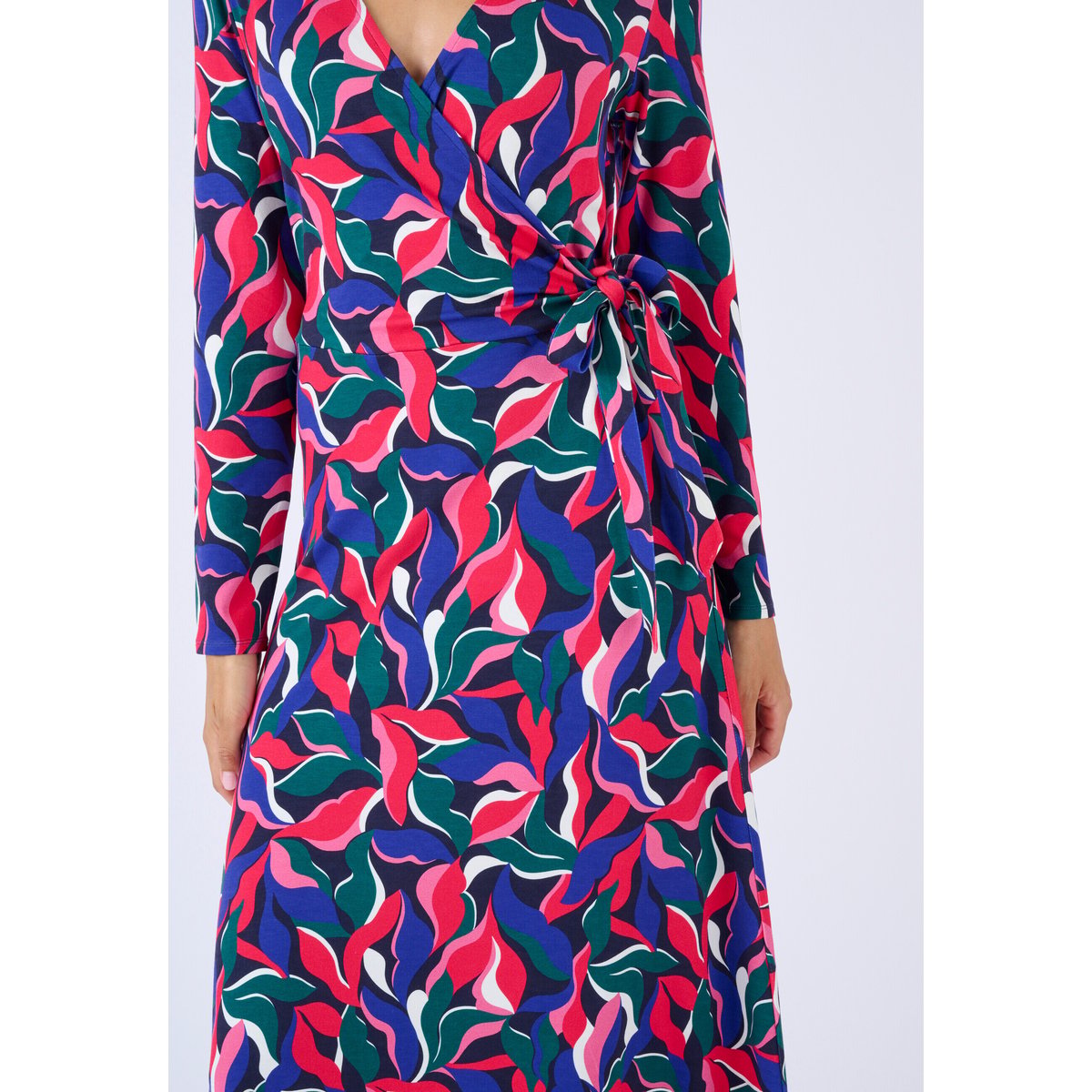 Robe maille effet cache-coeur viscose stretch bleu feuillage, DAMART