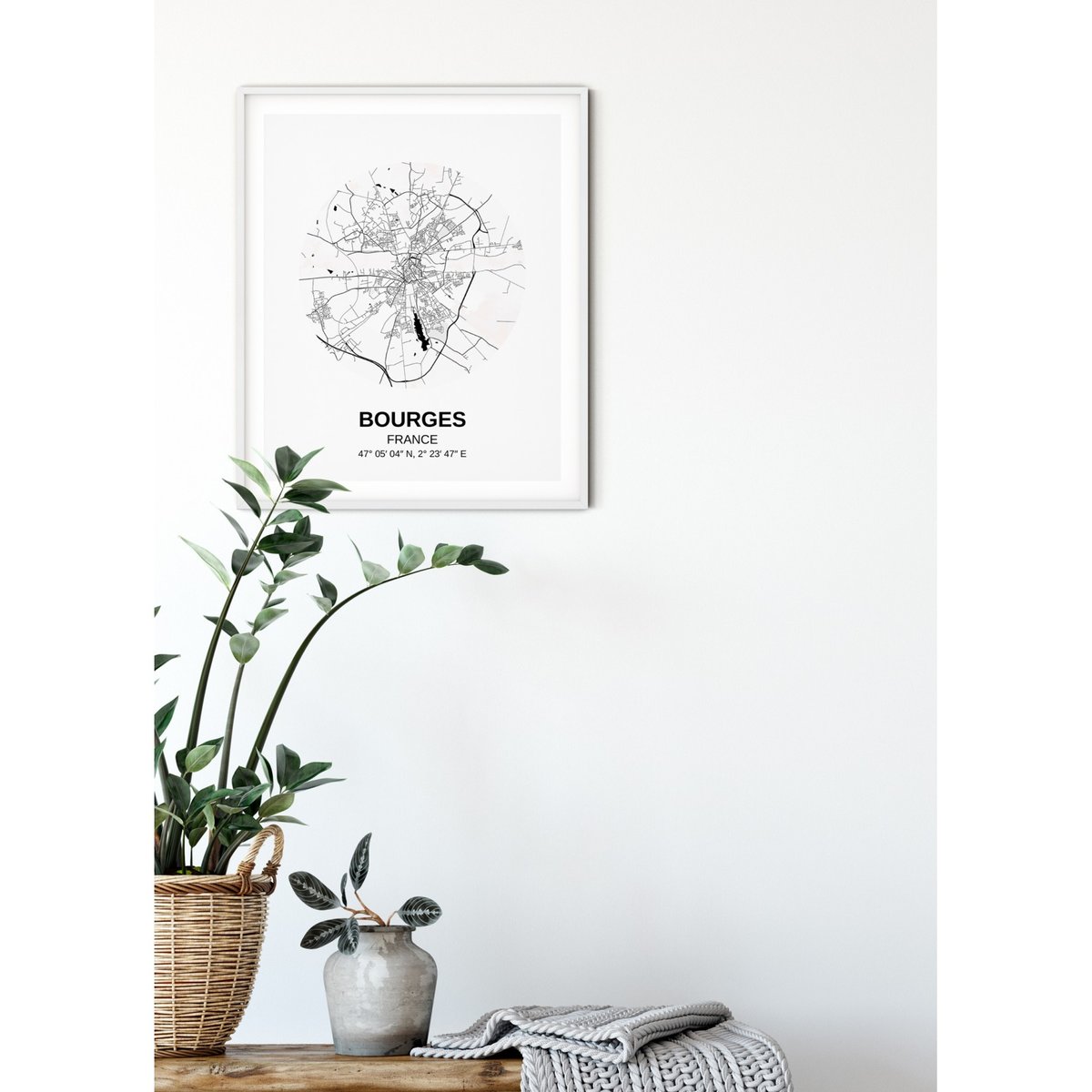 Affiche Carte Bourges blanc, L'AFFICHERIE