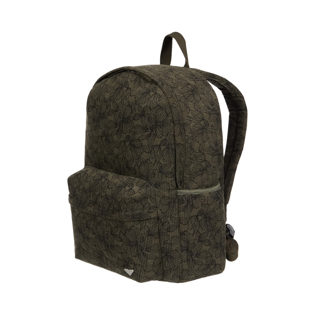 Sac à dos taille moyenne en velours côtelé ECHOES PRINTED 19L. vert beetle, ROXY