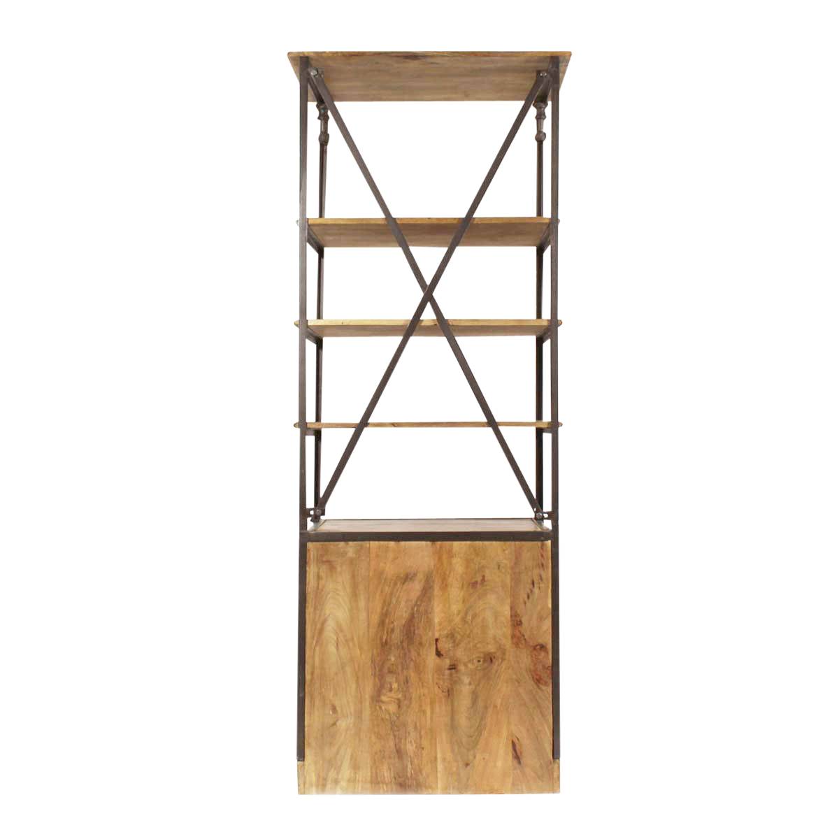 Petite bibliothèque en métal et bois de manguier  MARCEL bois clair, MADE IN MEUBLES 