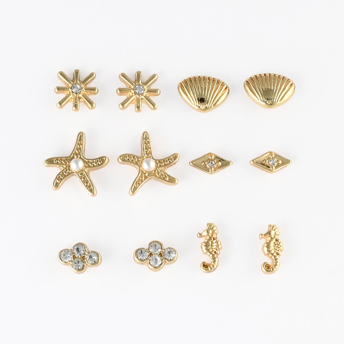 Set x6 paires de puces d'oreilles mer doré, BALABOOSTE