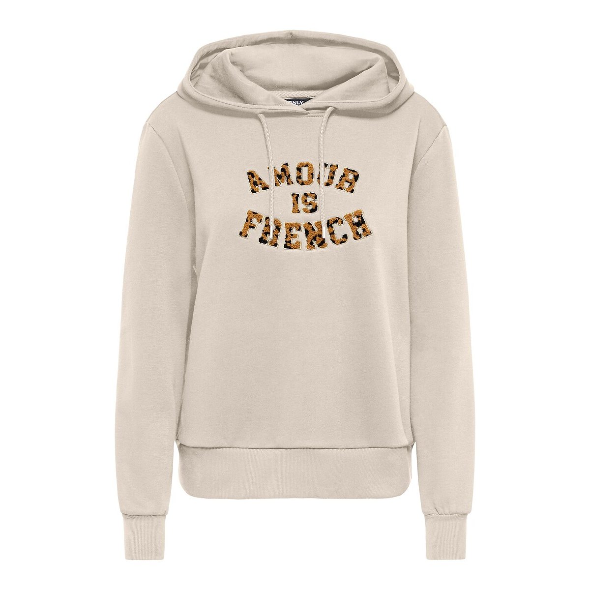 Felpa con cappuccio Amour ecru , ONLY