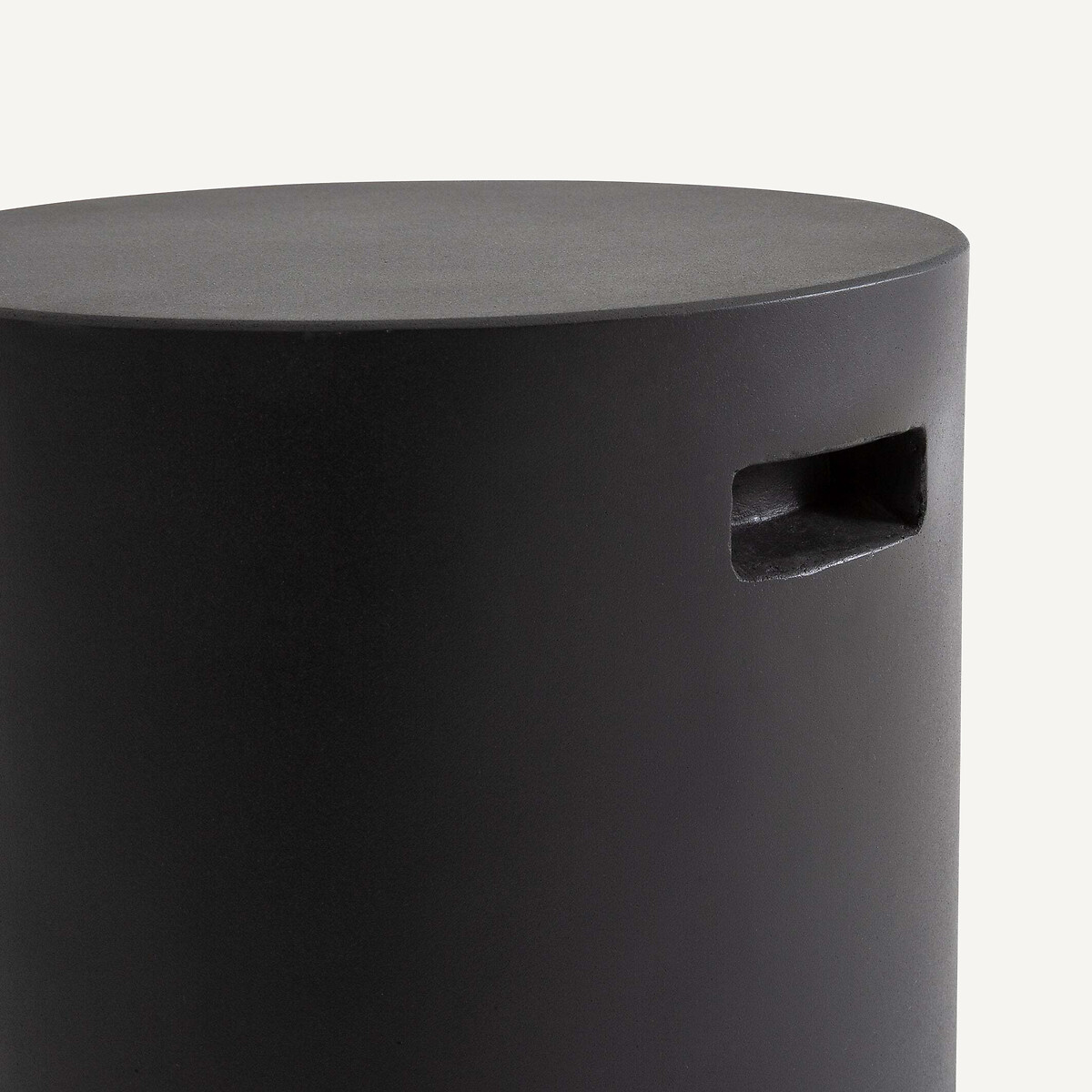 Bout de canapé rond de jardin, aspect ciment, RASKIN anthracite, AM.PM