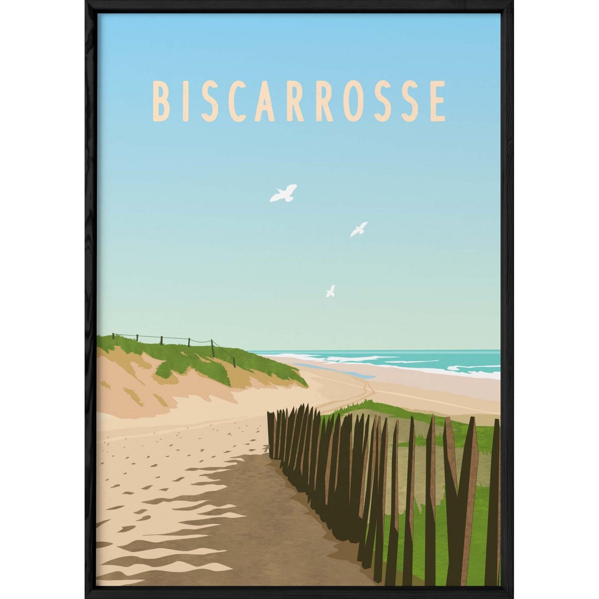 Affiche ville Biscarrosse blanc, L'AFFICHERIE