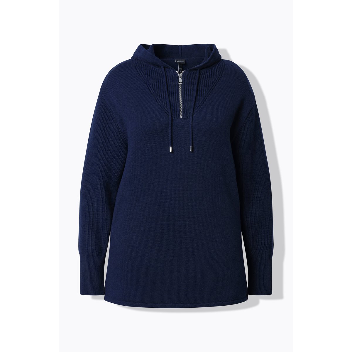 Sweat à capuche en tricot, manches longues bleu encre, ULLA POPKEN