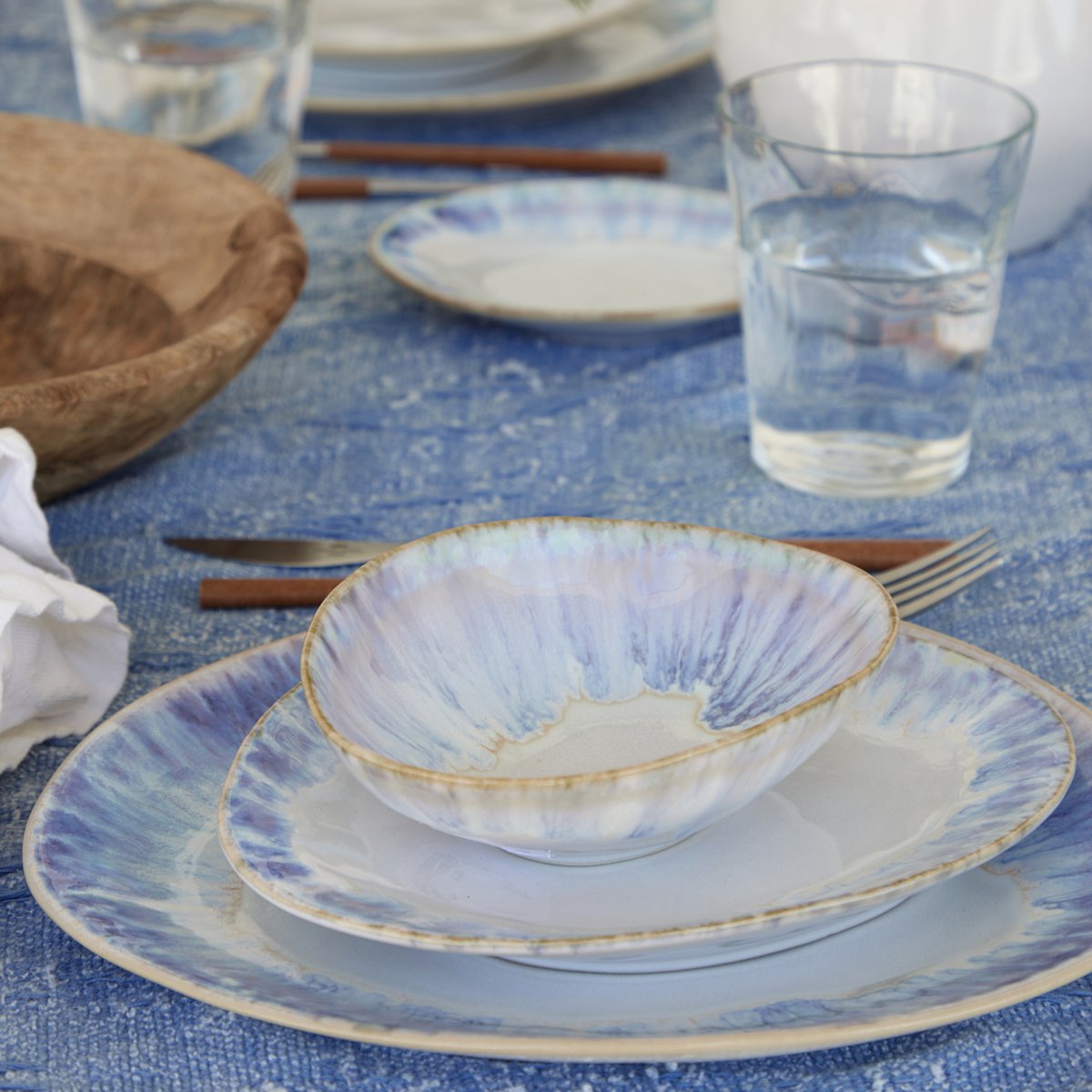 Assiette ovale 20 BRISA blanc et bleu, COSTA NOVA