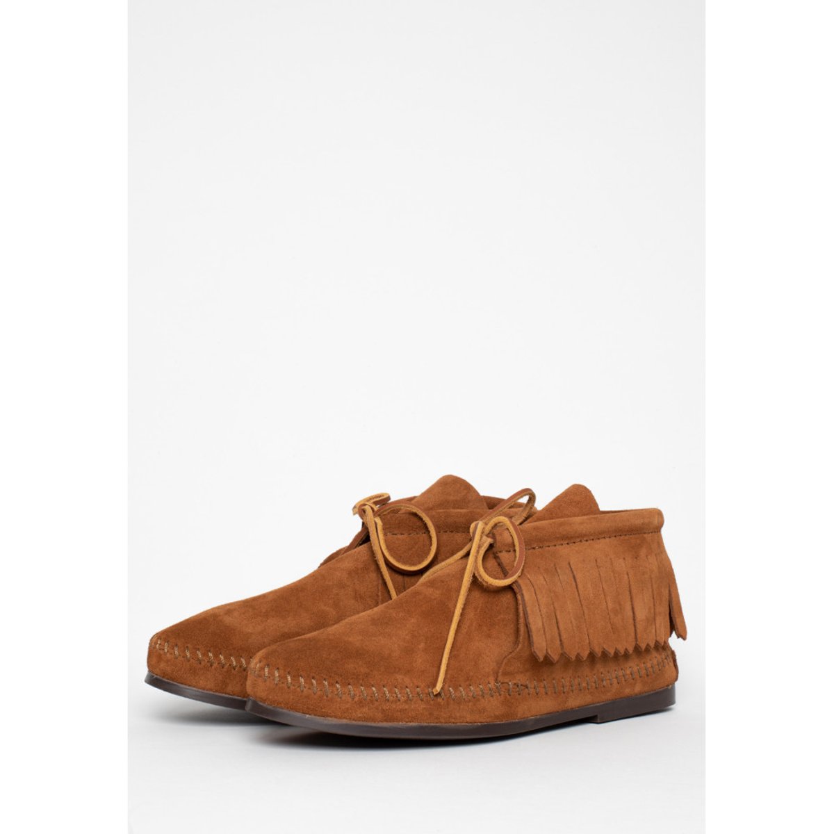 Mocassins montants en daim CLASSIC FRINGE marron, MINNETONKA