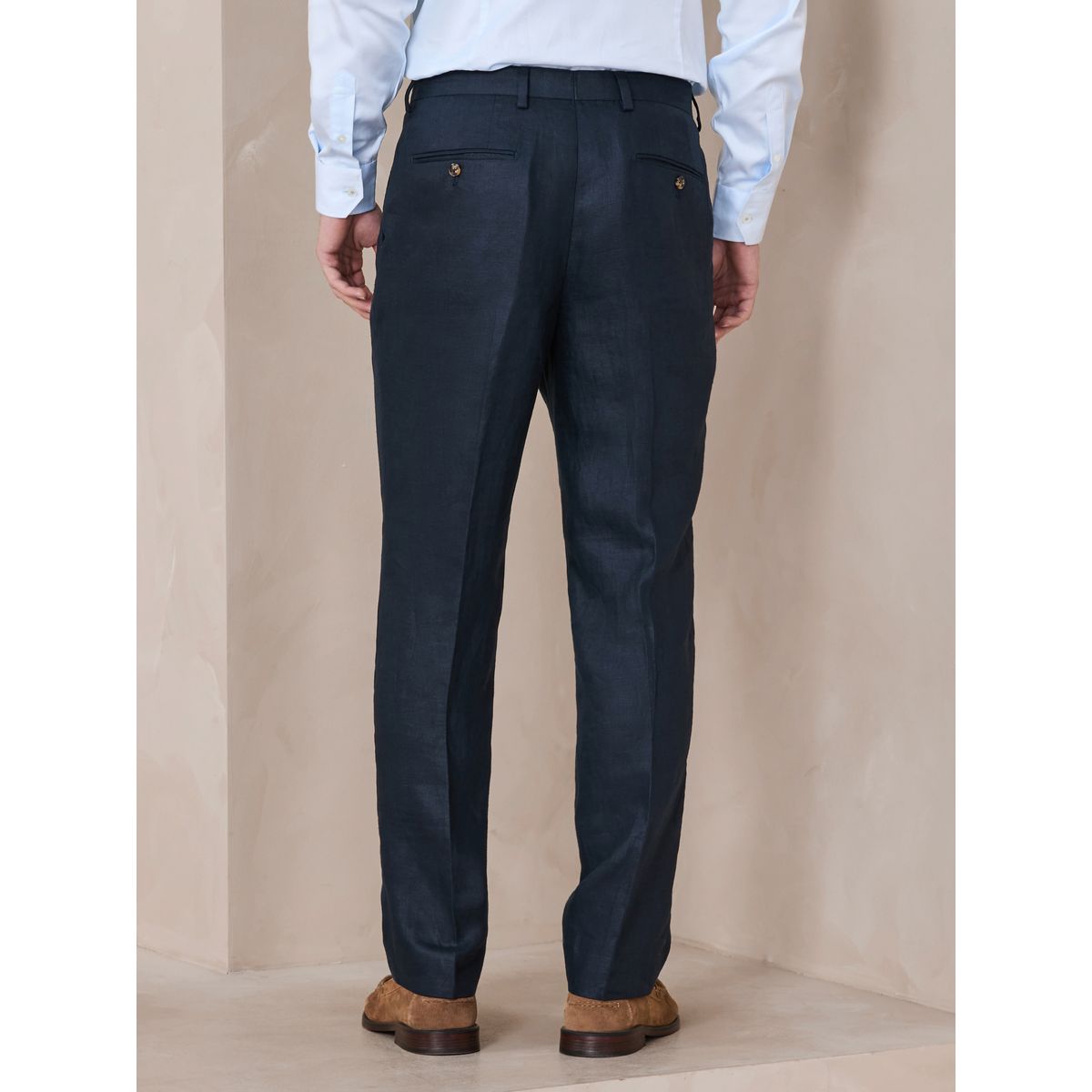 Pantalon de costume ajusté lin bleu, NEXT