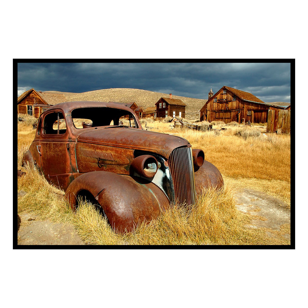 Affiche encadrée voiture vintage affiche + cadre en métal - noir, HEXOA