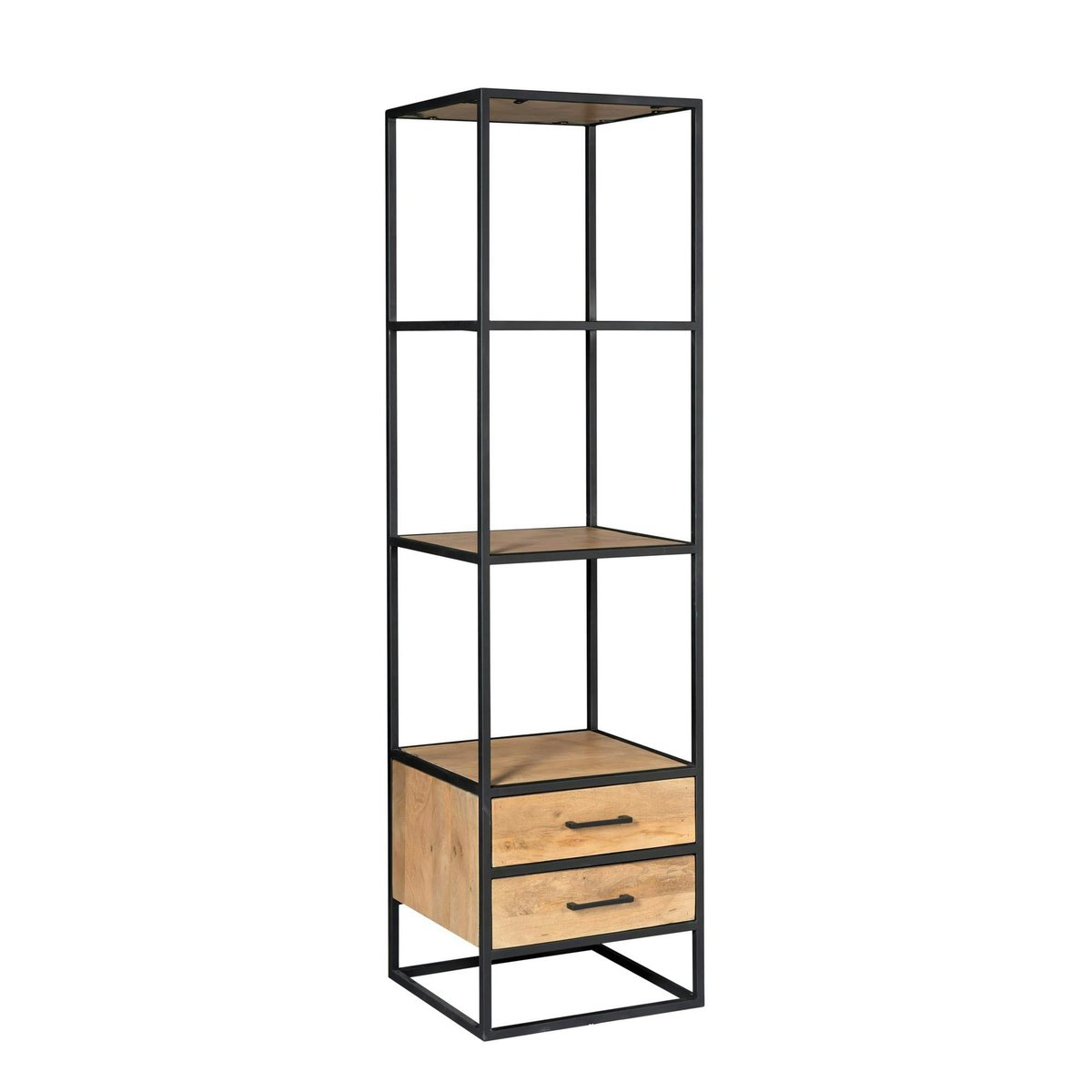 Colonne salon en bois clair 3 plateaux 2 tiroirs RIVANO bois naturel, PIER IMPORT