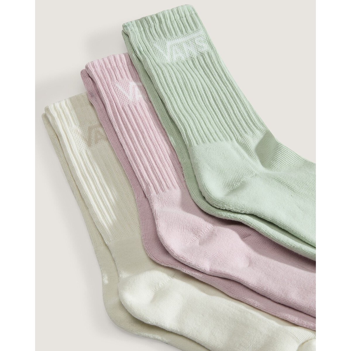 Lot de 3 chaussettes hautes blanc + rose + vert, VANS