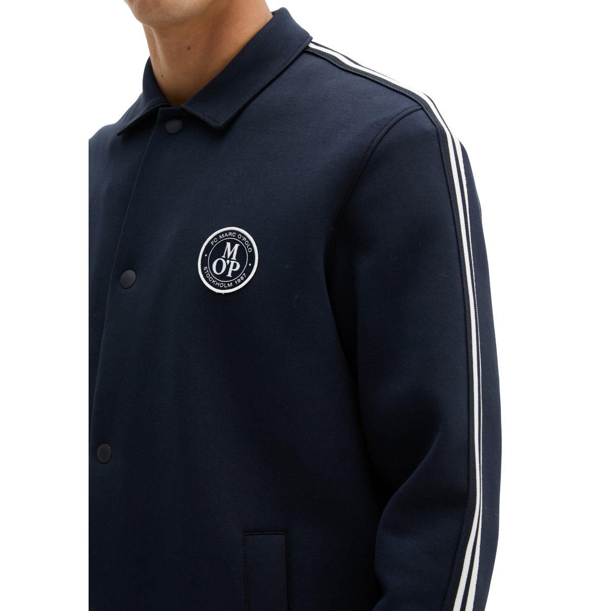 MOP Club '67 Trainer Jacket, Scuba en qualité interlock scuba bleu foncé, MARC O'POLO