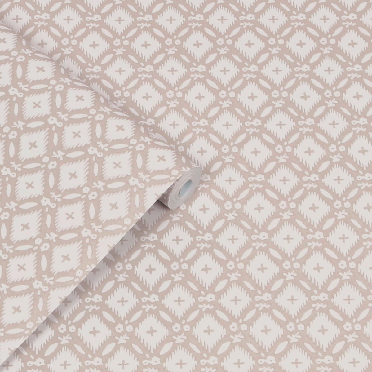 Papier peint quadrillage géométrique doux Whitebrook gris colombe, LAURA ASHLEY