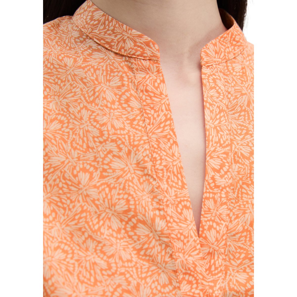 Blouse sans manches loose en voile de coton imprimé orange, MARC O'POLO