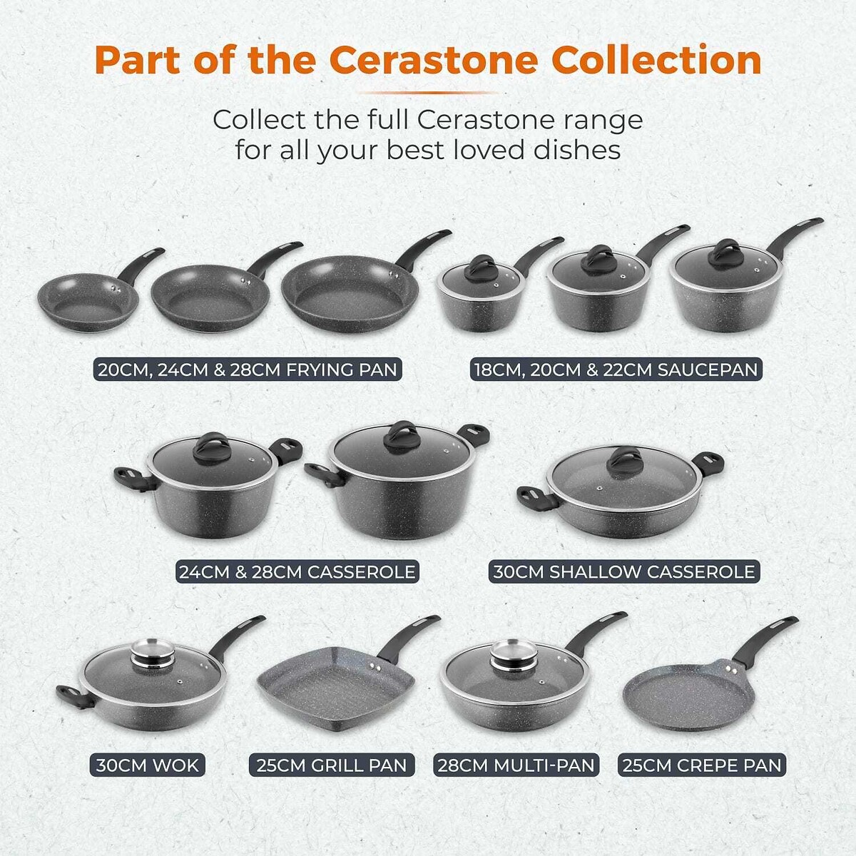 30cm Cerastone Forged Wok grey, TOWER