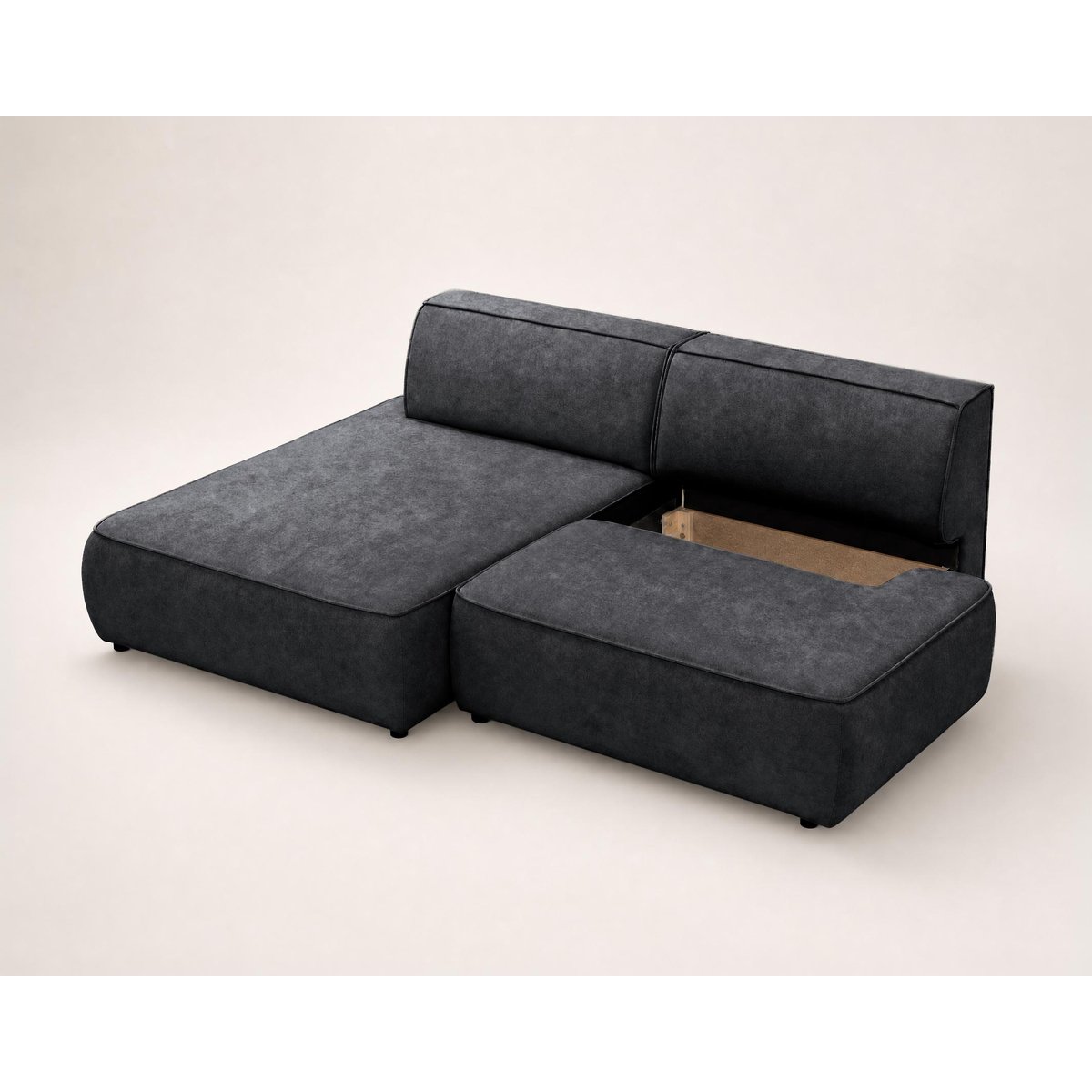 Canapé d'Angle Convertible en Velours 4 places - LISETTE noir, BEST MOBILIER