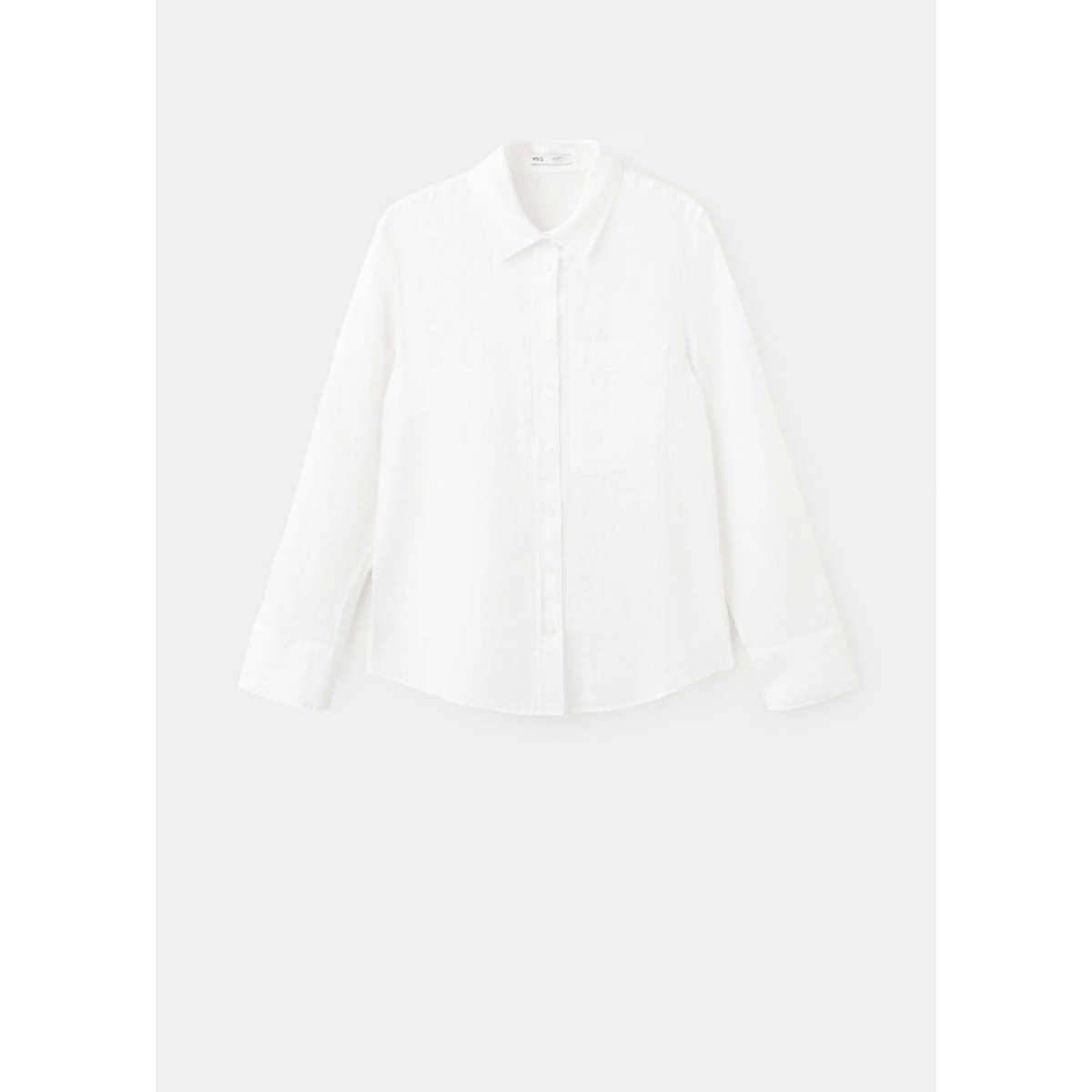 Chemise lin poche blanc cassé, MANGO