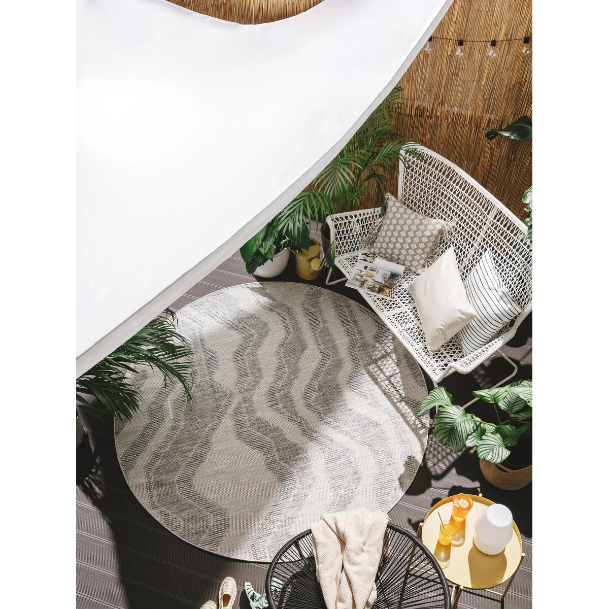 Tapis rond d'extérieur & intérieur BRONCO gris, BENUTA 