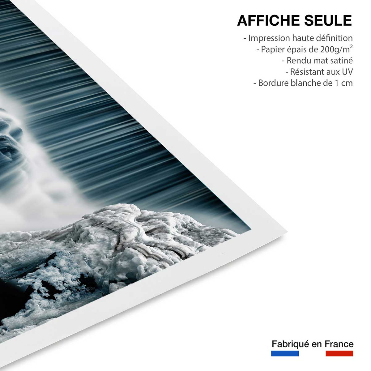 Affiche ""Cascade de glace"" affiche seule, HEXOA