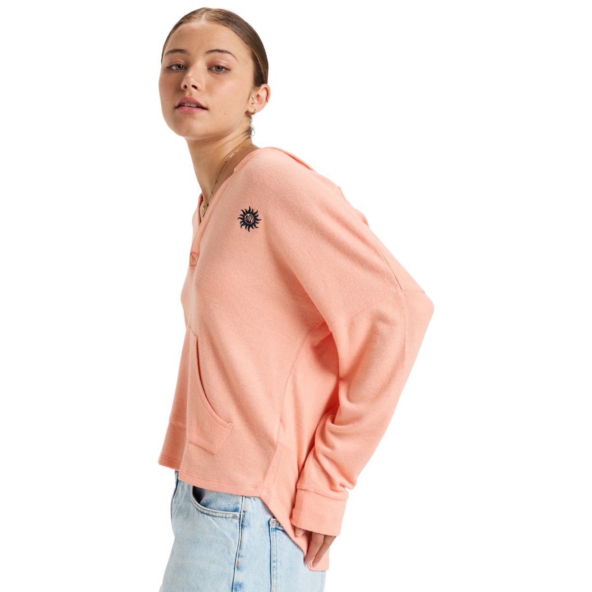 Sweat à capuche SUNDAY COZY. rose salmon, ROXY