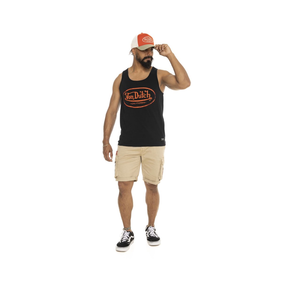 Débardeur homme en coton Base avec logo noir/orange, VON DUTCH