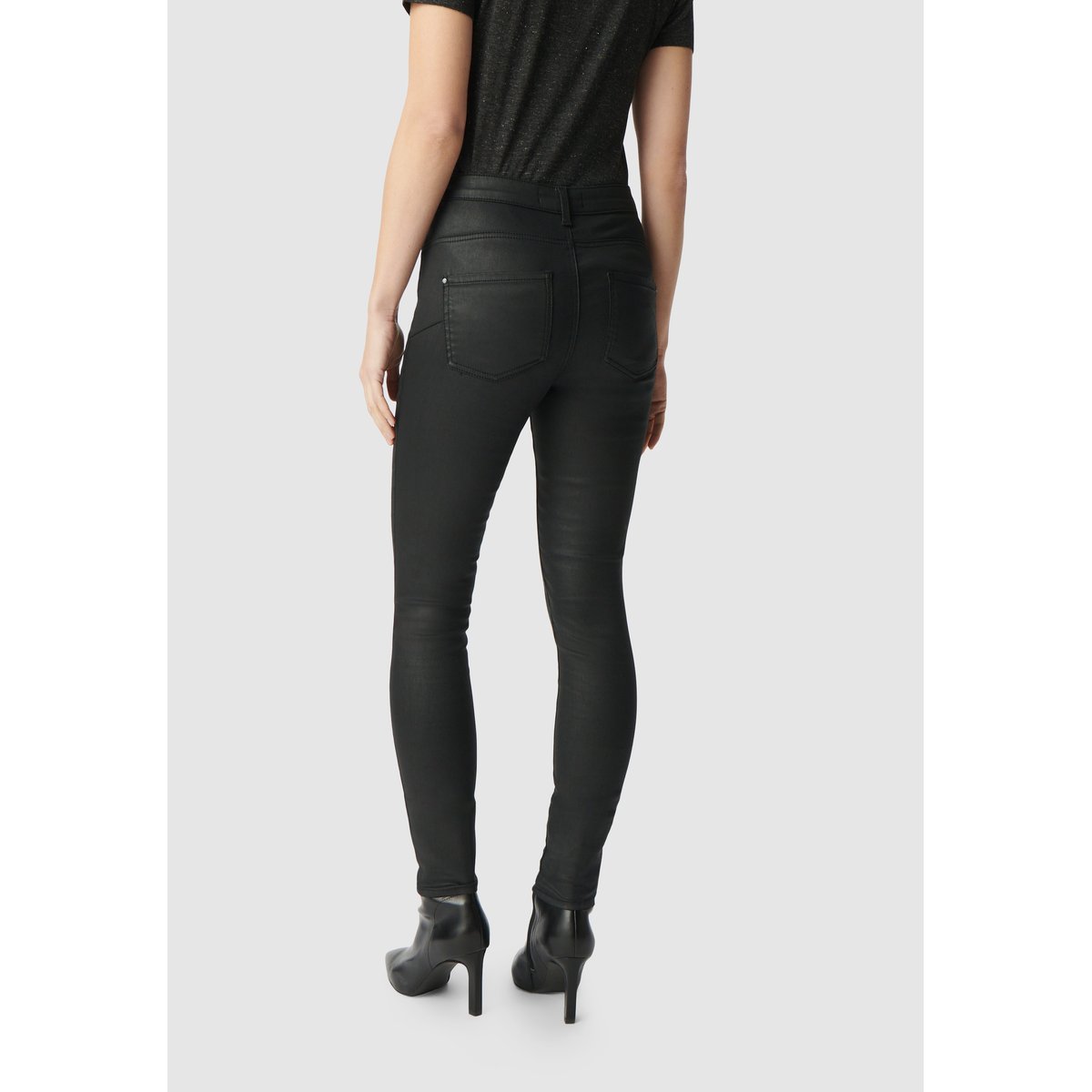 Jean slim enduit taille haute NINA noir, IKKS