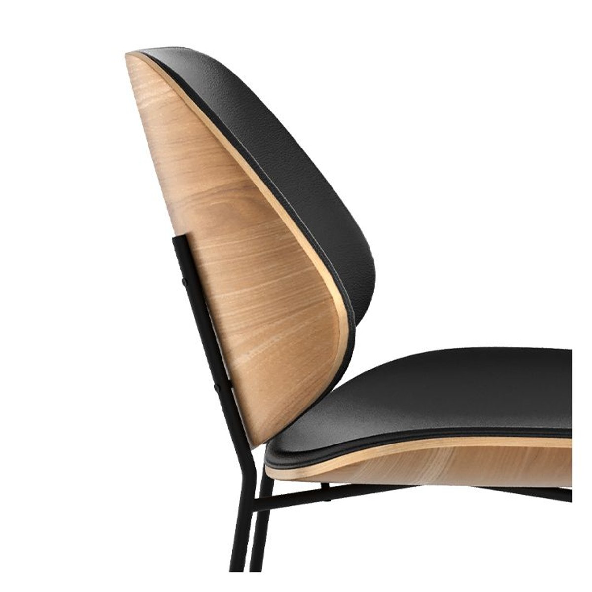 Chaise en bois, PU et pieds en métal - HECTOR noir et bois foncé, MAISON PAVANE