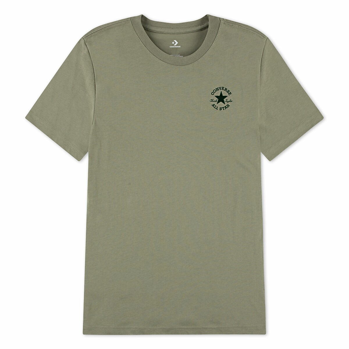 Chest Logo Print T-Shirt with Short Sleeves khaki, CONVERSE