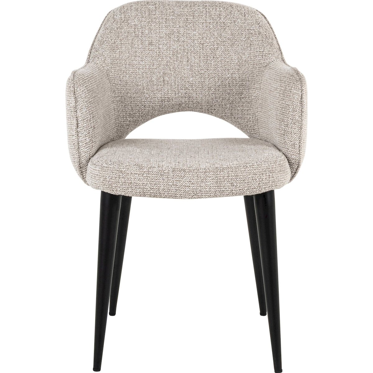 Chaise de salle à manger en polyester assise large tissu naturel beige clair, RECOLLECTION
