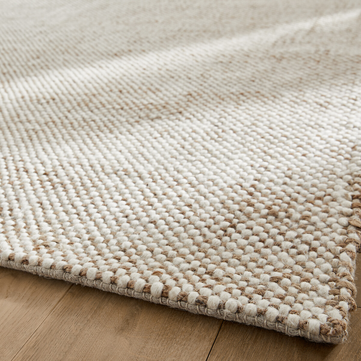 Tapis laine et jute, tissé main, Ishaan beige ficelle/écru, AM.PM