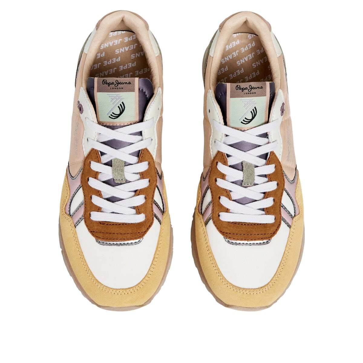 London - Baskets Running Combinées jaune fonte, PEPE JEANS