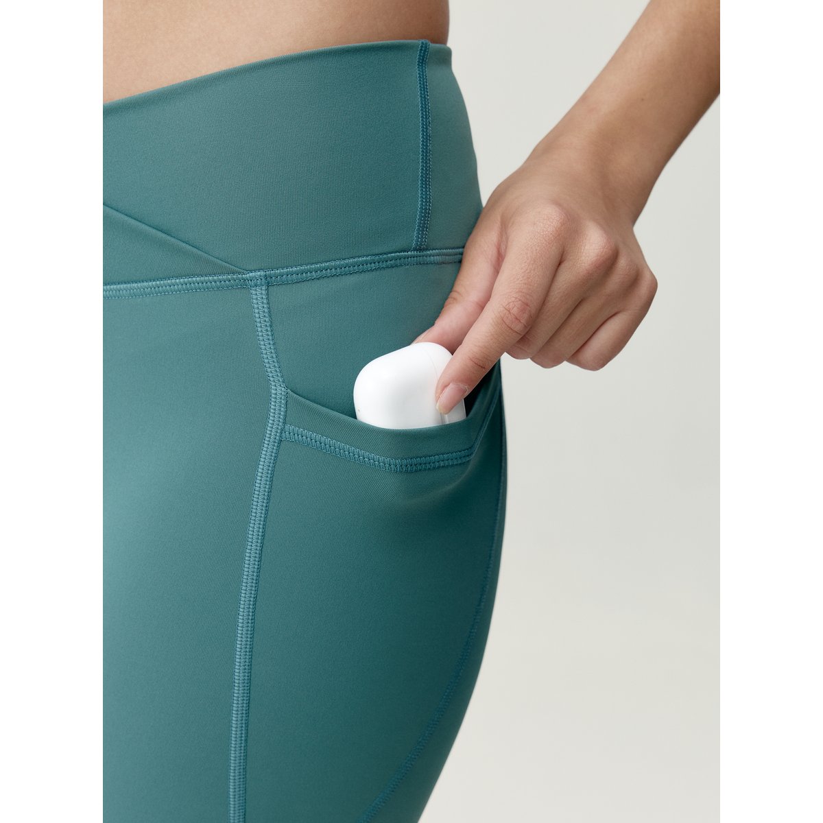 Legging de sport femme Eider Longueur 7/8 taille basse avec poches bleu sarcelle, BORN