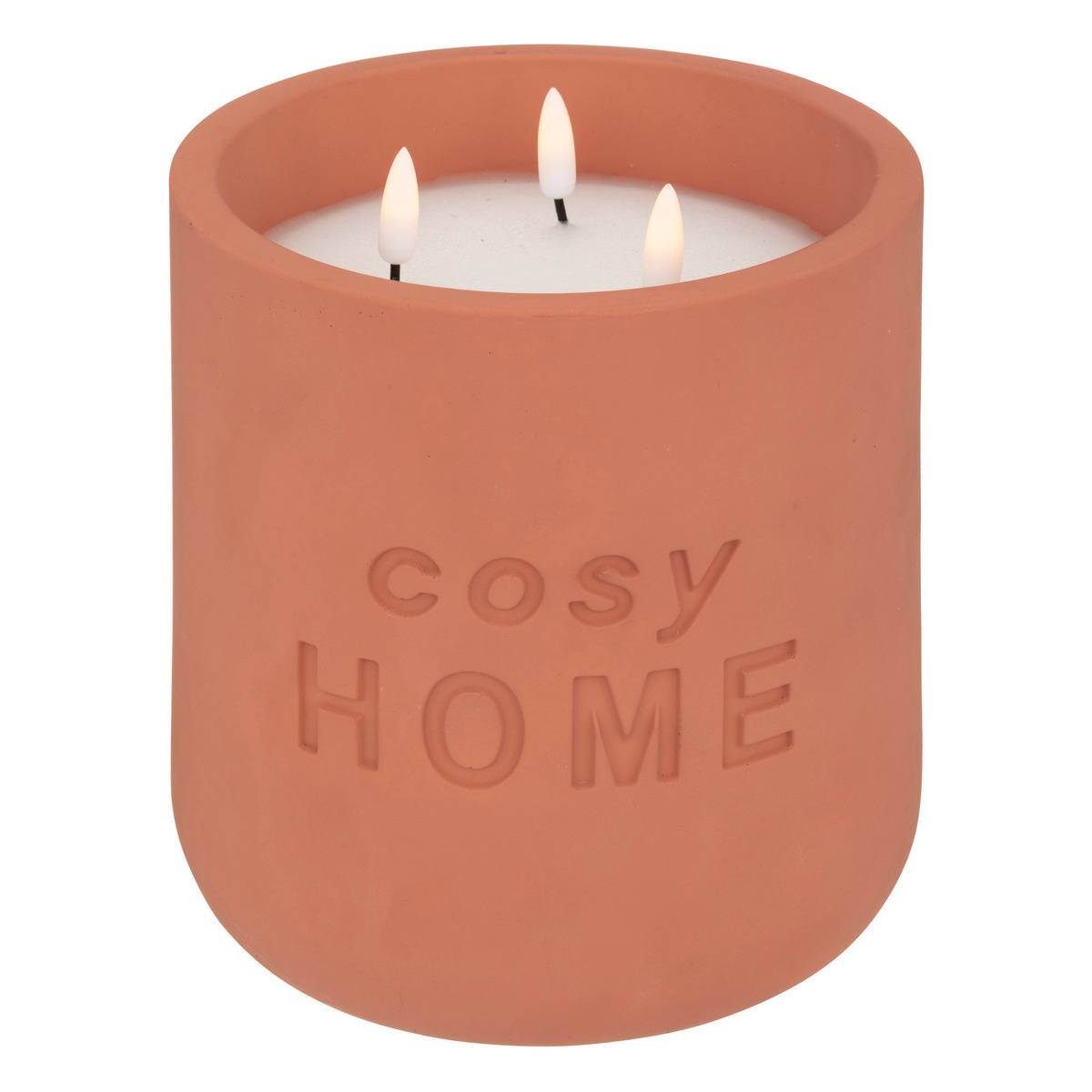 Bougie LED 3 mèches COSY terracotta, ATMOSPHERA