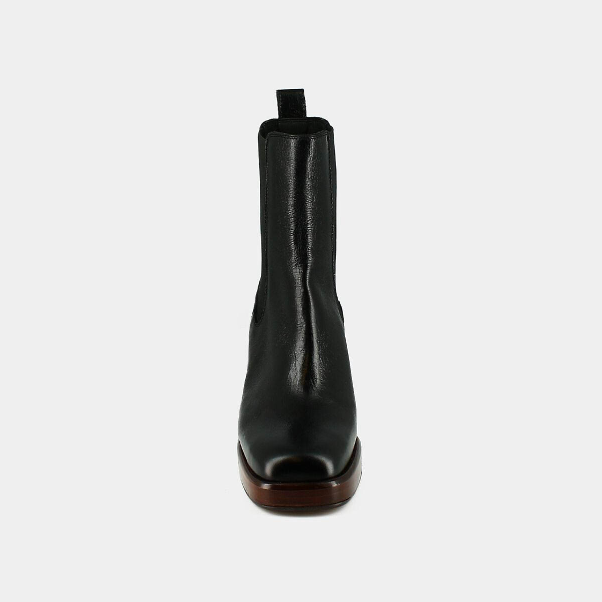 Bottines élastiquées en cuir Becca plateforme noir, JONAK