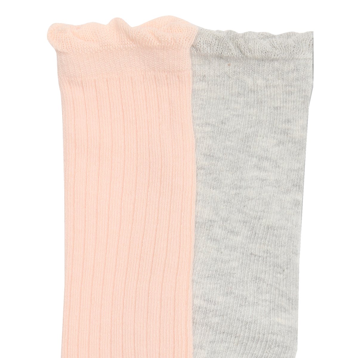 Lot de 2 paires de chaussettes hautes bébé rose poudré + gris chiné, VERTBAUDET