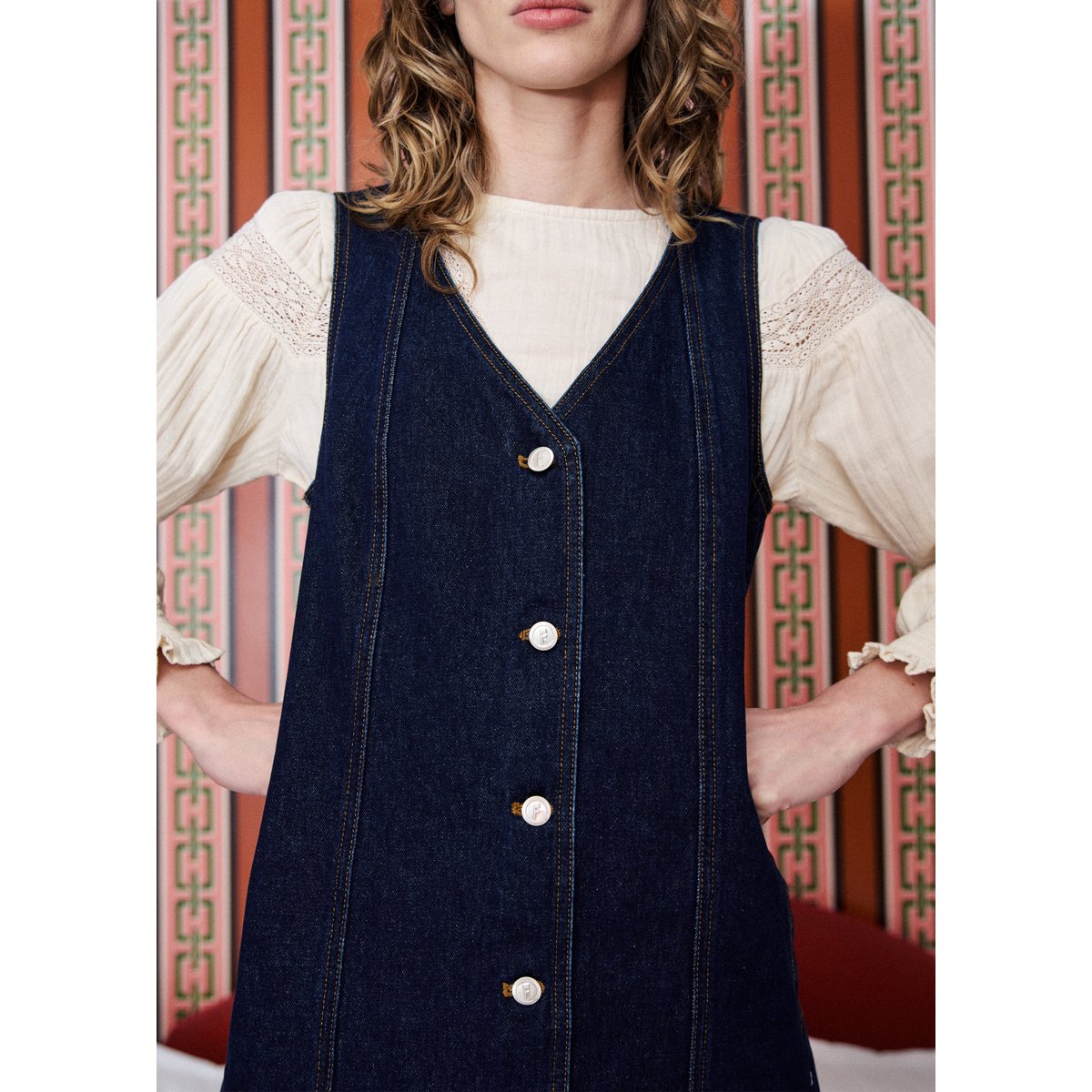 Robe en coton NALA bleu nuit, FRNCH