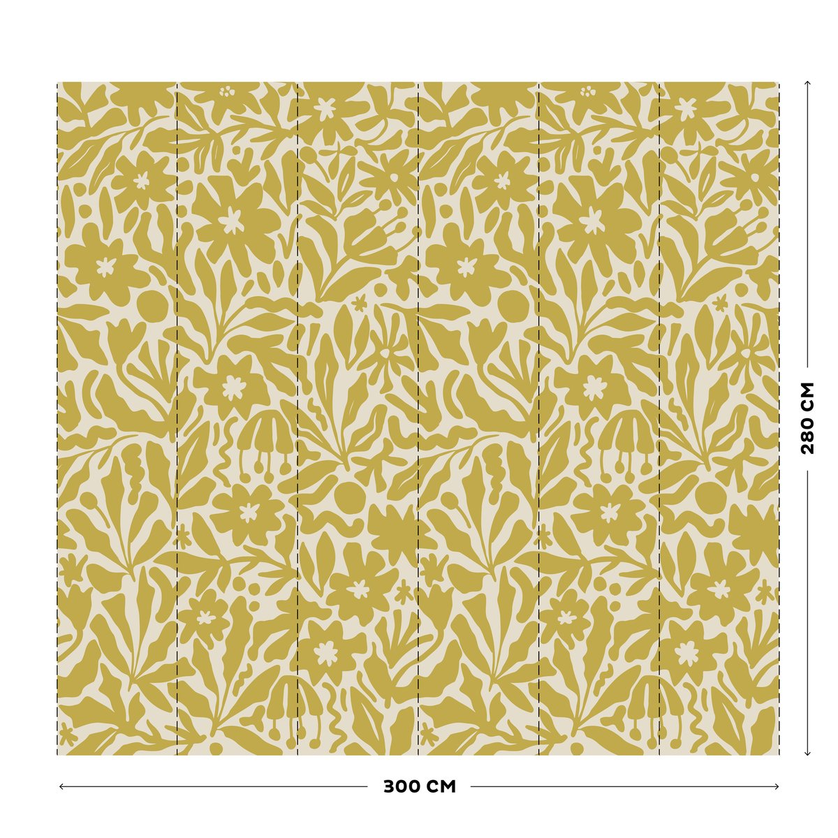 Papier peint panoramique Joy jaune ocré anisé, beige, ART FOR THE HOME