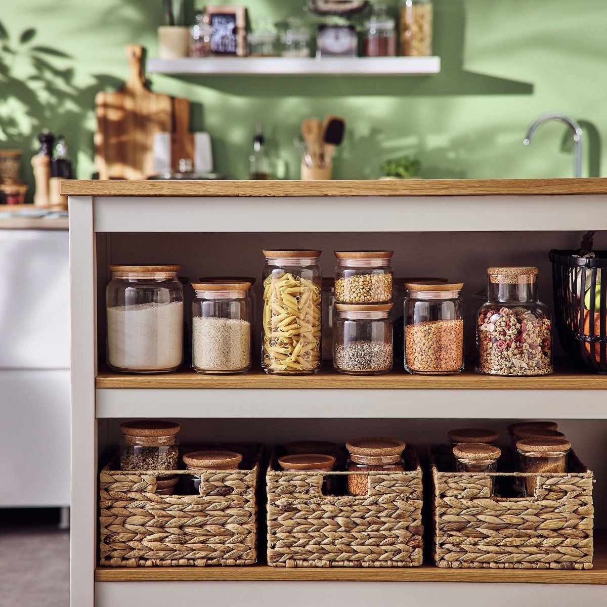 2 pots en verre - 1L et 0,5L -PURE JAR WOOD transparent, LUMINARC