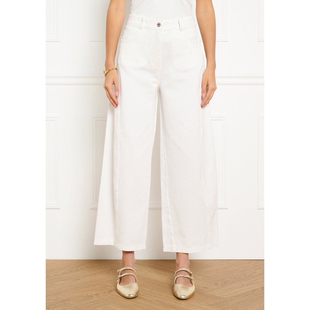 Pantalon barrel structuré blanc, LOLALIZA