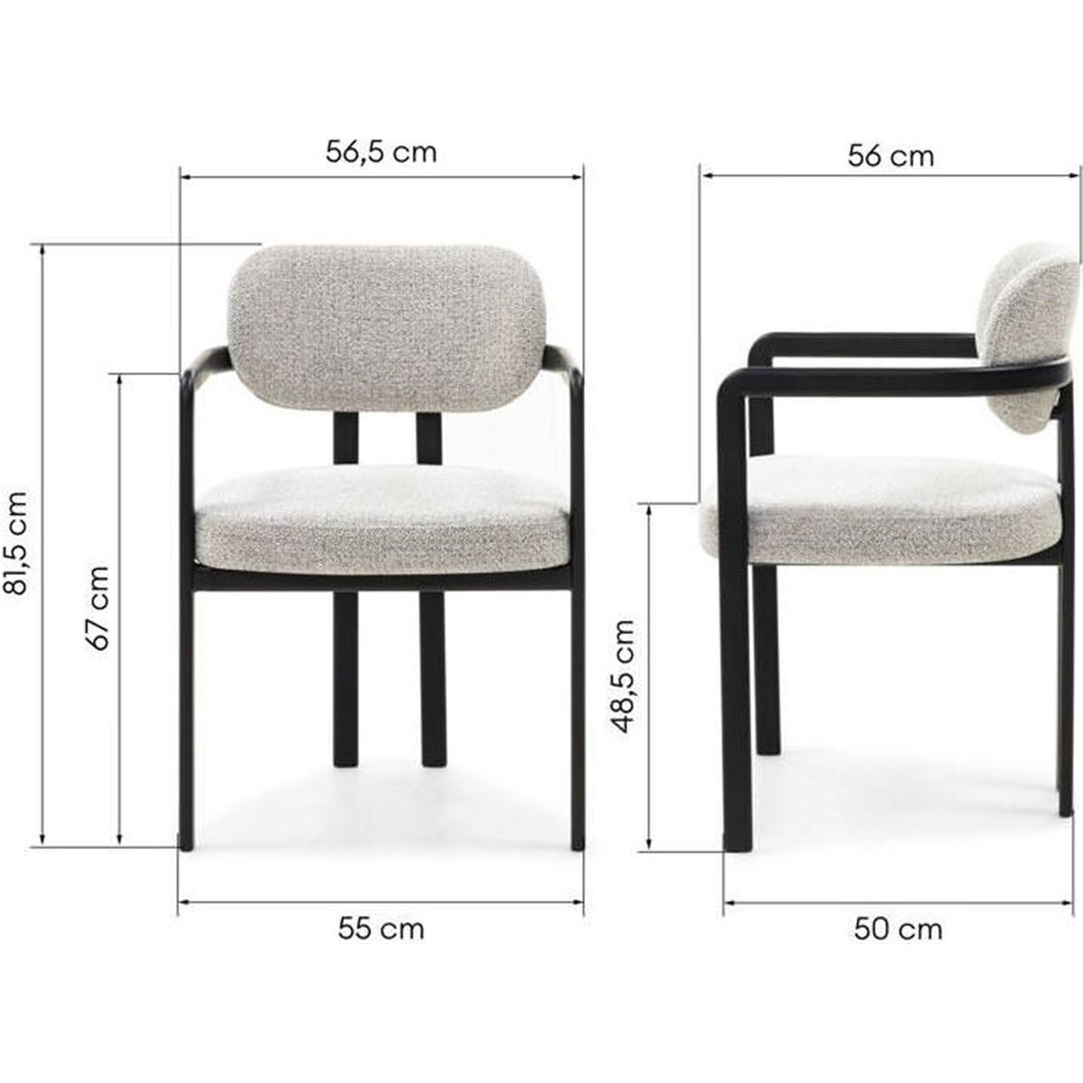 Chaise rembourrée collection FLAIRE taupe et noir, RECOLLECTION