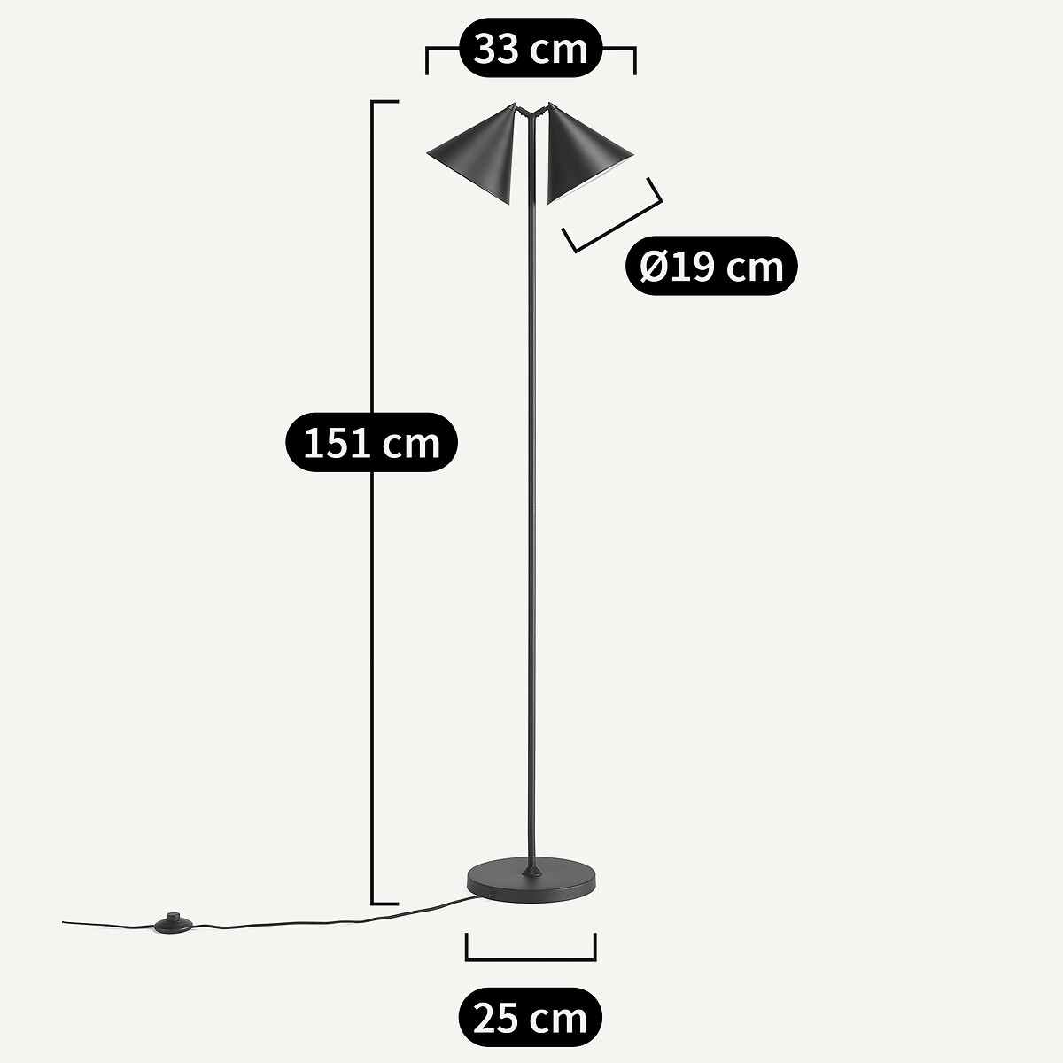 Lampadaire liseuse métal fer, Moke noir, AM.PM