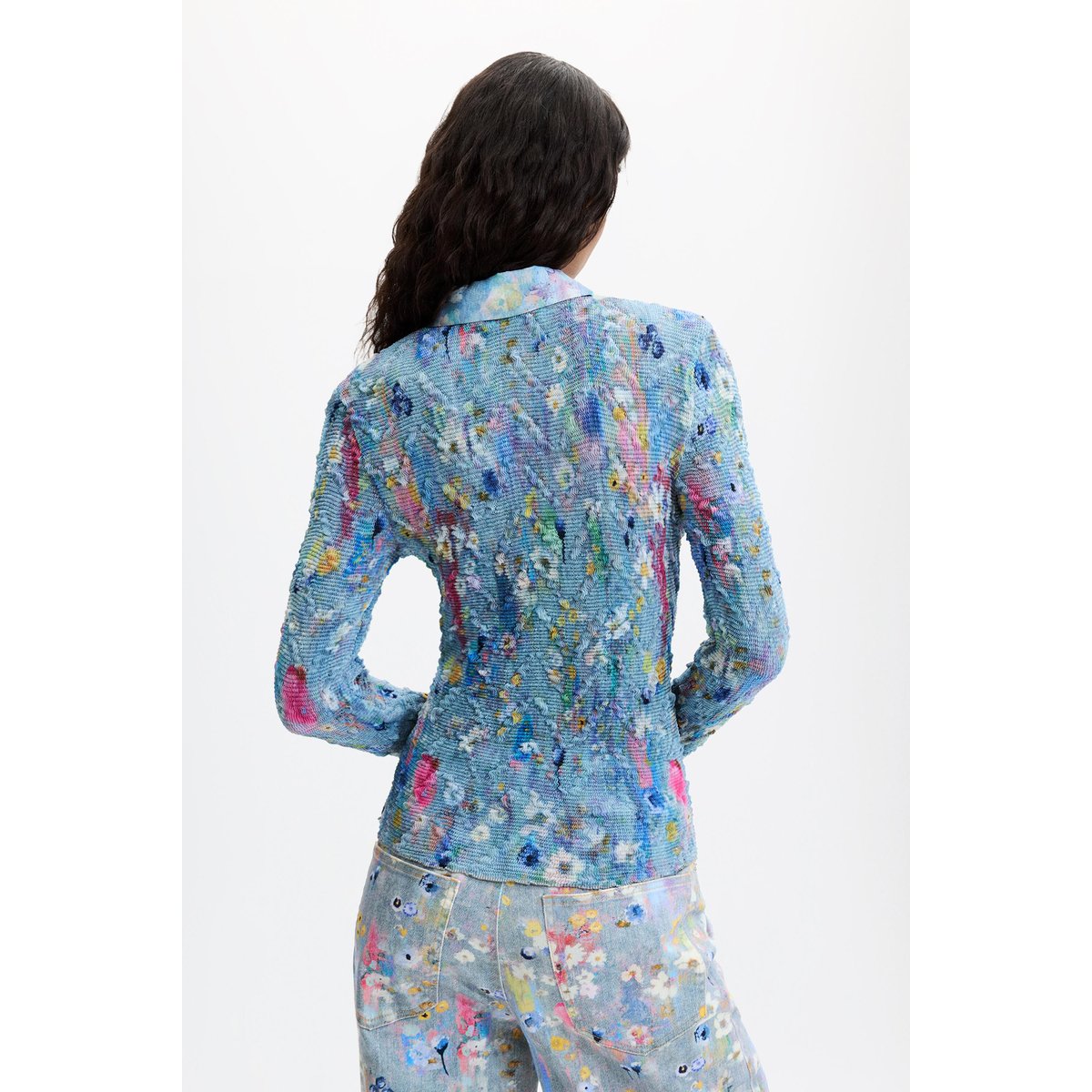 Chemise à imprimé floral gris, DESIGUAL