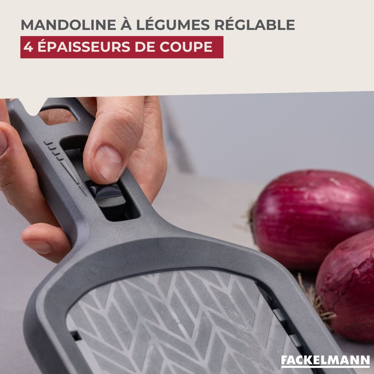 Mandoline réglable 4 hauteurs noir,gris, FACKELMANN