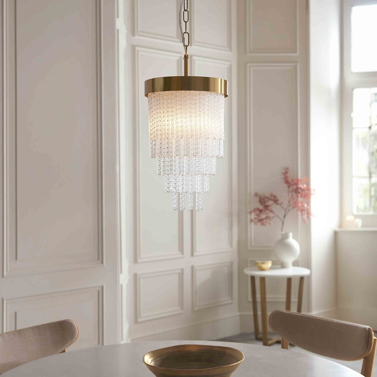 Antario Twisted-Glass Pendant Light brass, ÉDITÉ