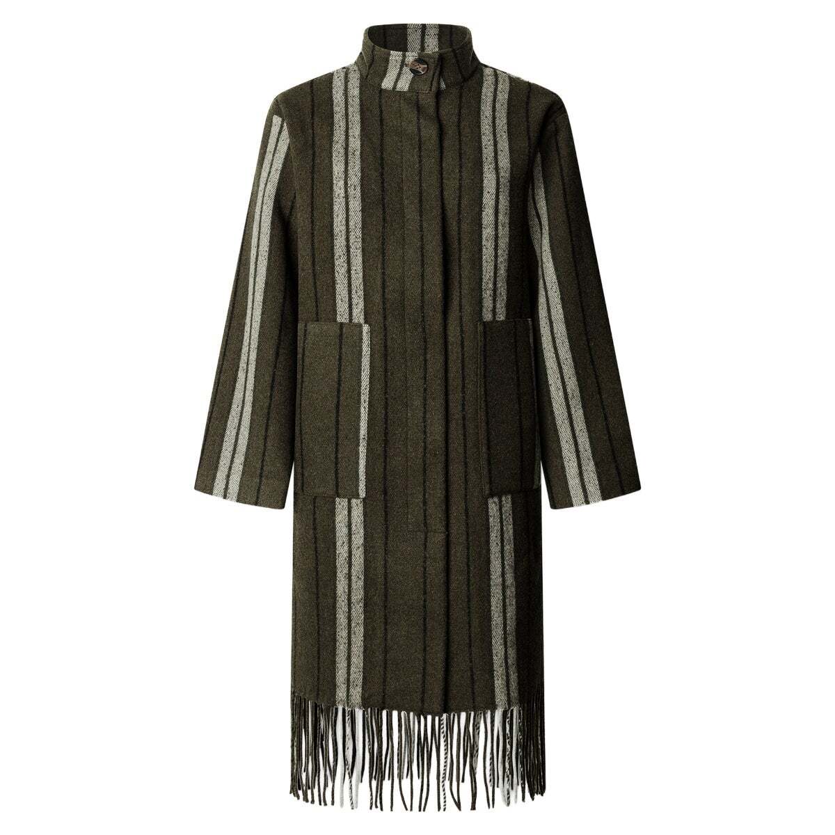 Manteau Long À Rayures vert kaki, PEPE JEANS