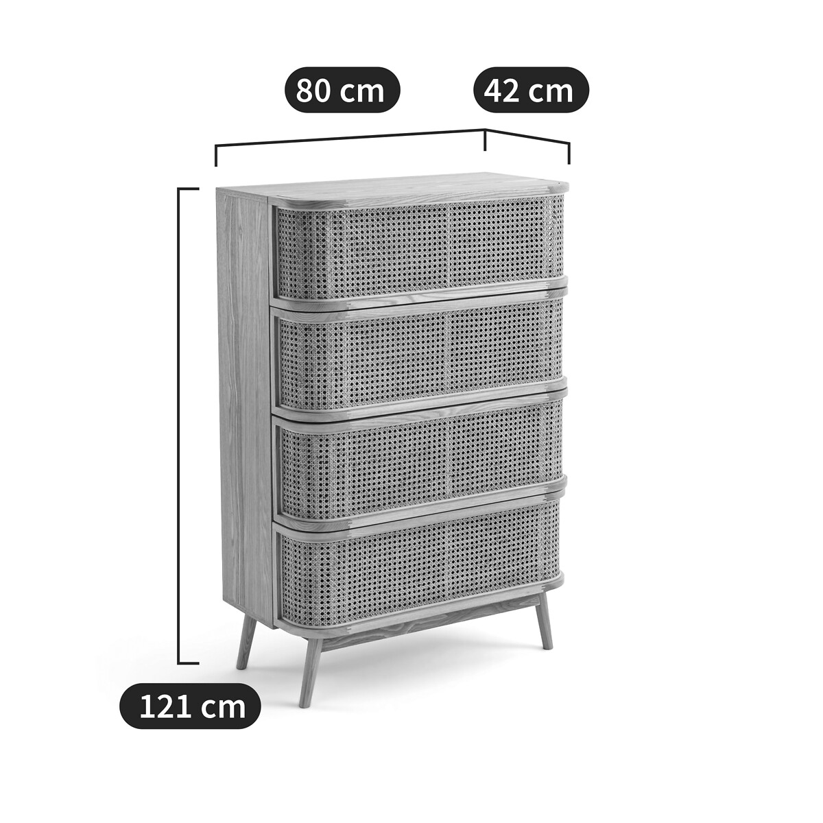 Commode 4 tiroirs en cannage, Laora naturel, LA REDOUTE INTERIEURS